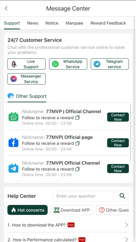 77mvp customer support